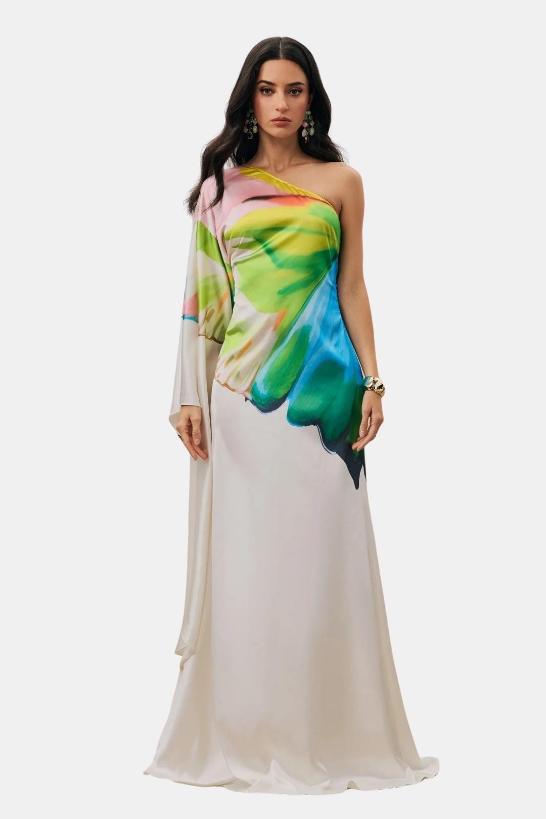 Celestria | Printed One-Shoulder Maxi Cocktail Dress