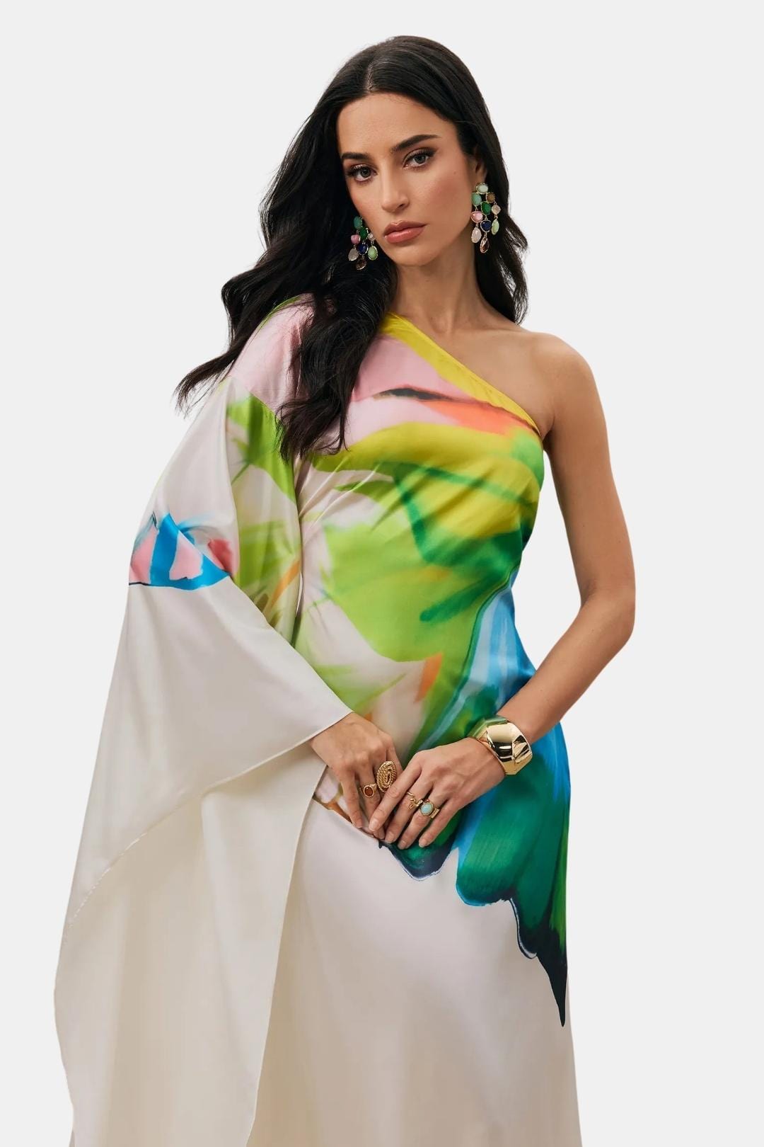 Celestria | Printed One-Shoulder Maxi Cocktail Dress