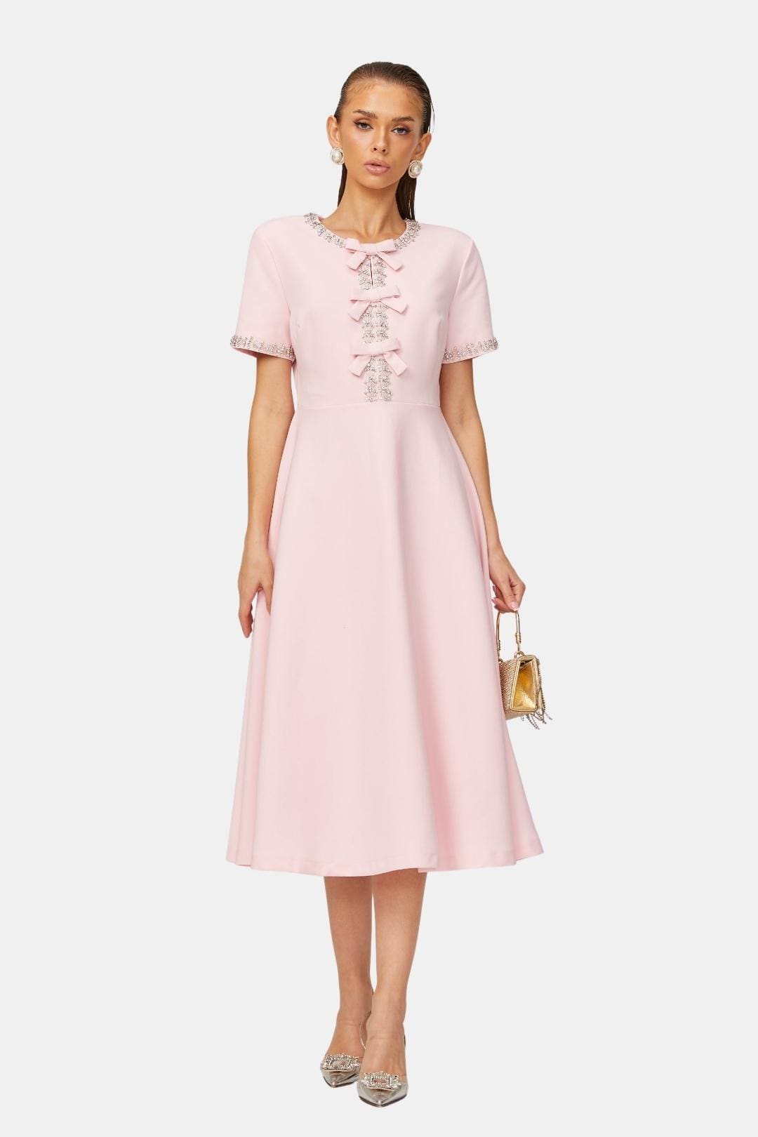Selvianne | Crystal-Embellished Midi Cocktail Dress