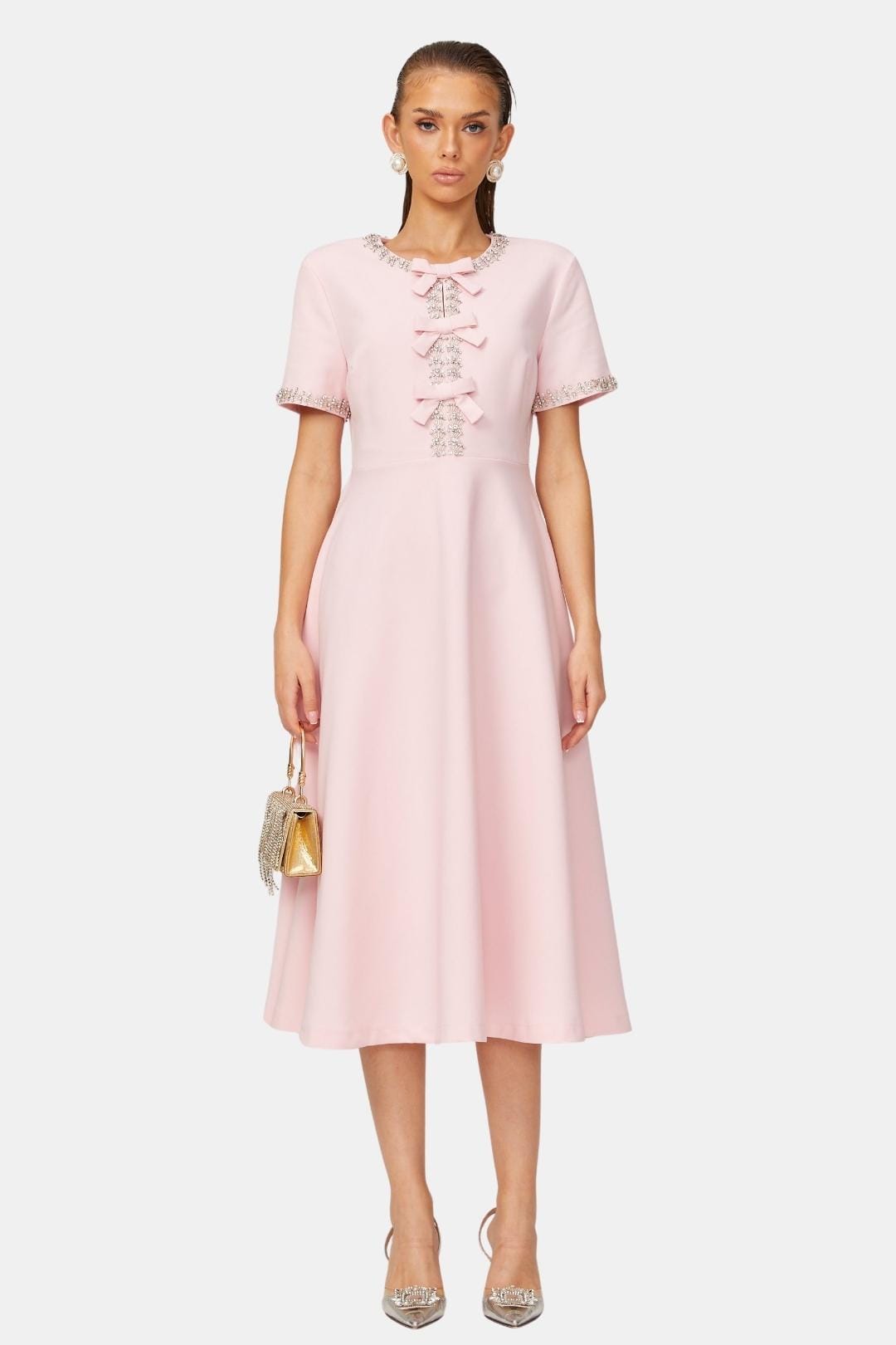Selvianne | Crystal-Embellished Midi Cocktail Dress