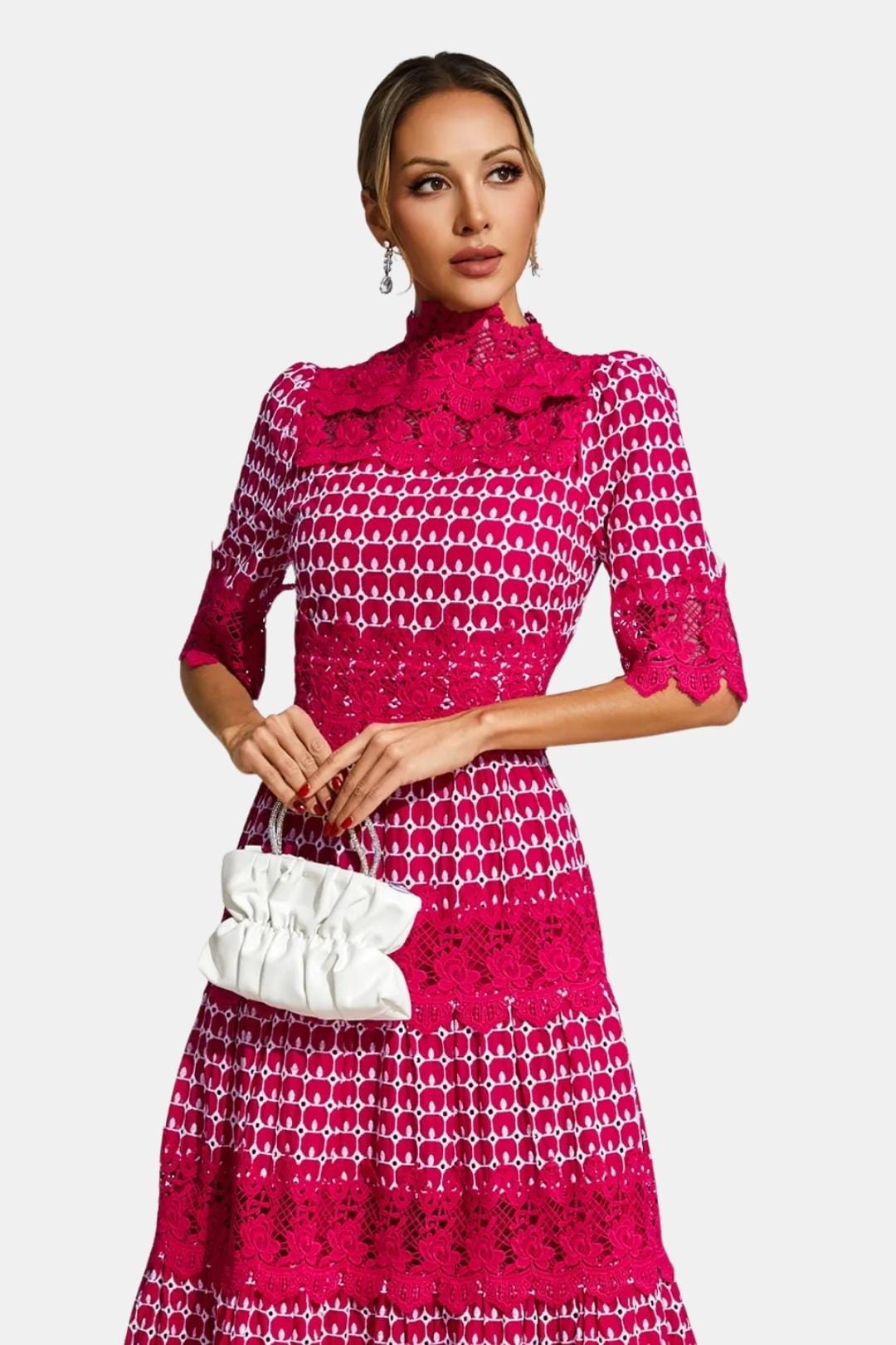 Evelisse | Embroidered Lace Midi Cocktail Dress