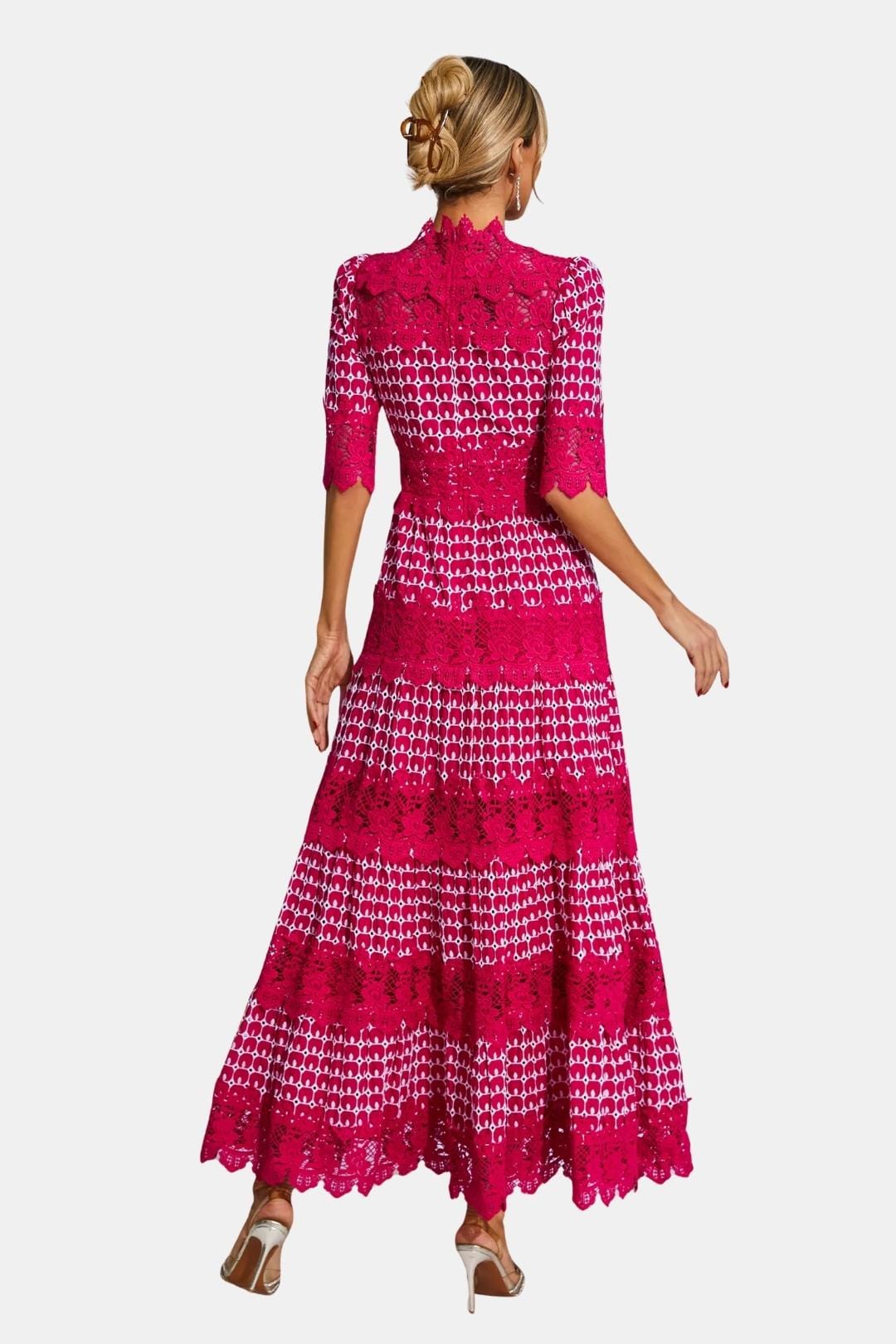 Evelisse | Embroidered Lace Midi Cocktail Dress