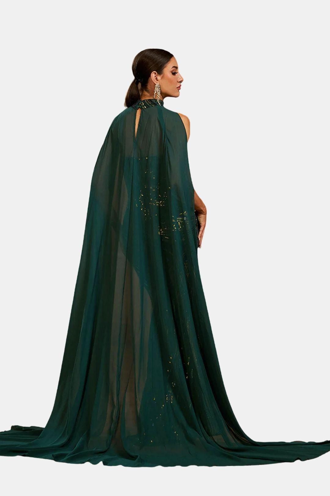 Selviana | Sequin Cape Mermaid Evening Dress