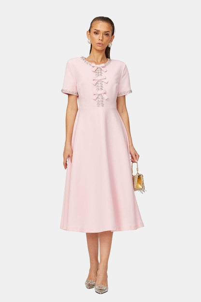 Selvianne | Crystal-Embellished Midi Cocktail Dress