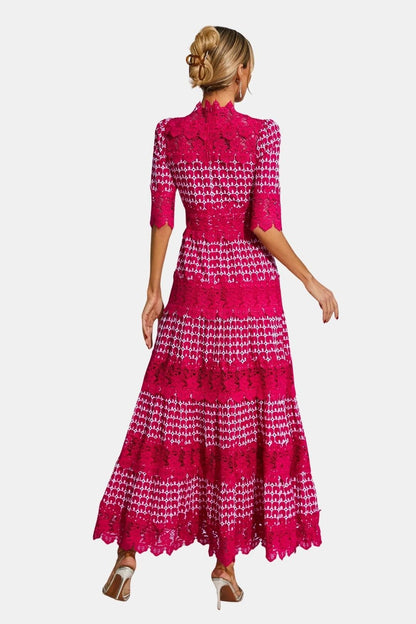 Evelisse | Embroidered Lace Midi Cocktail Dress